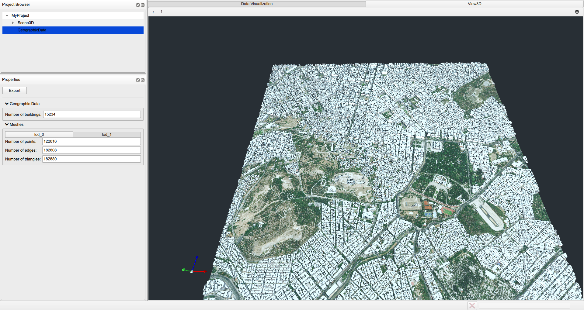 Ktirio GUI mesh view for Athens