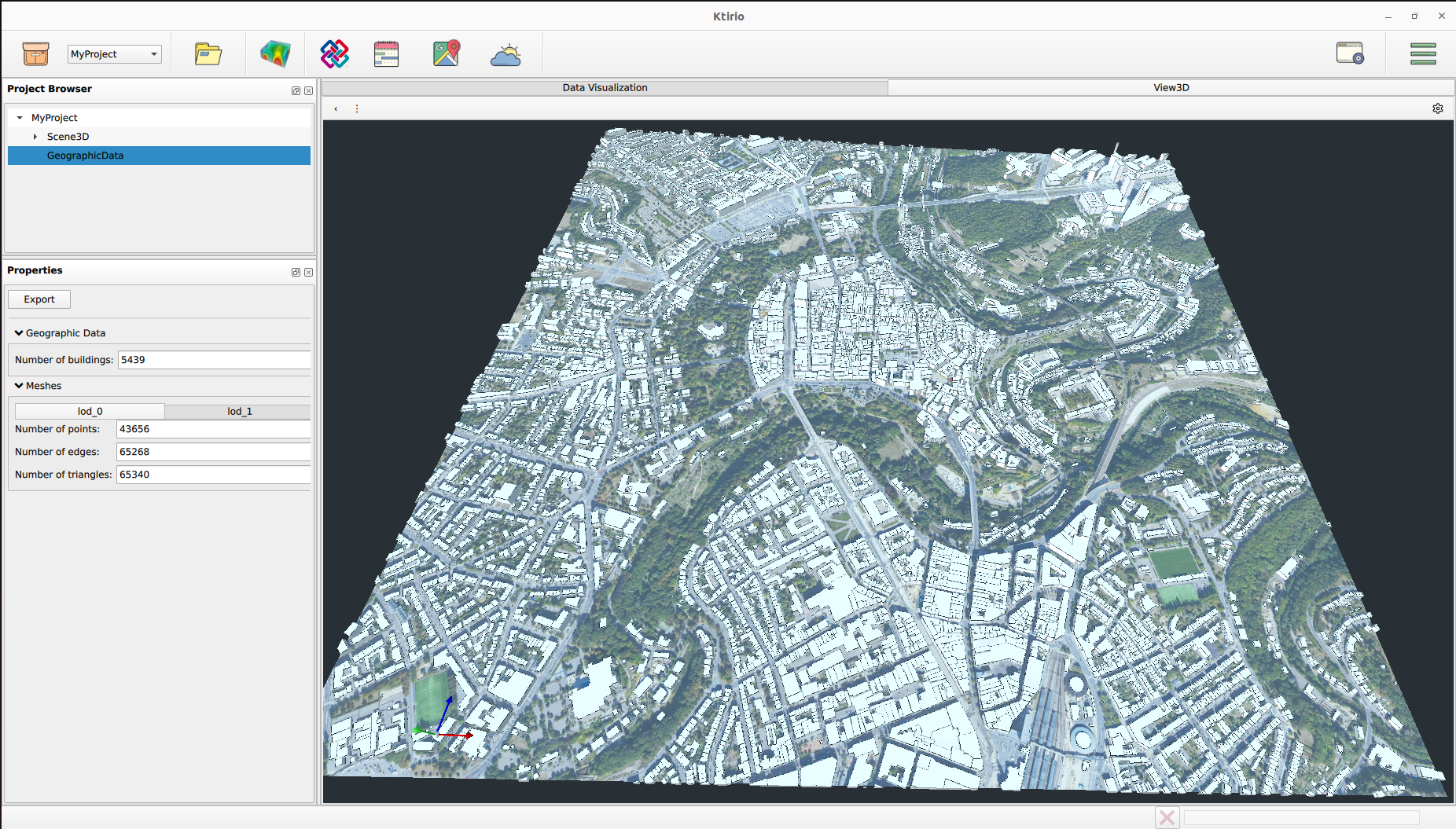 Ktirio GUI mesh view for Luxembourg