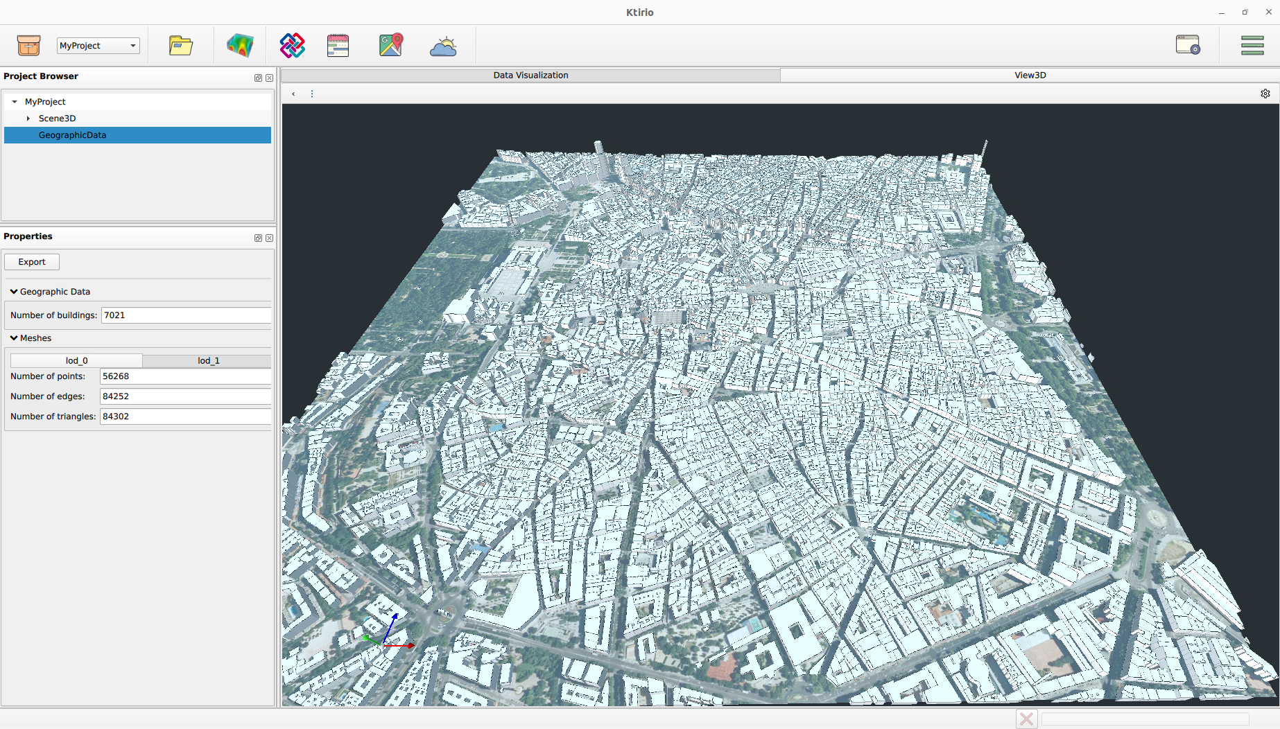 Ktirio GUI mesh view for Madrid