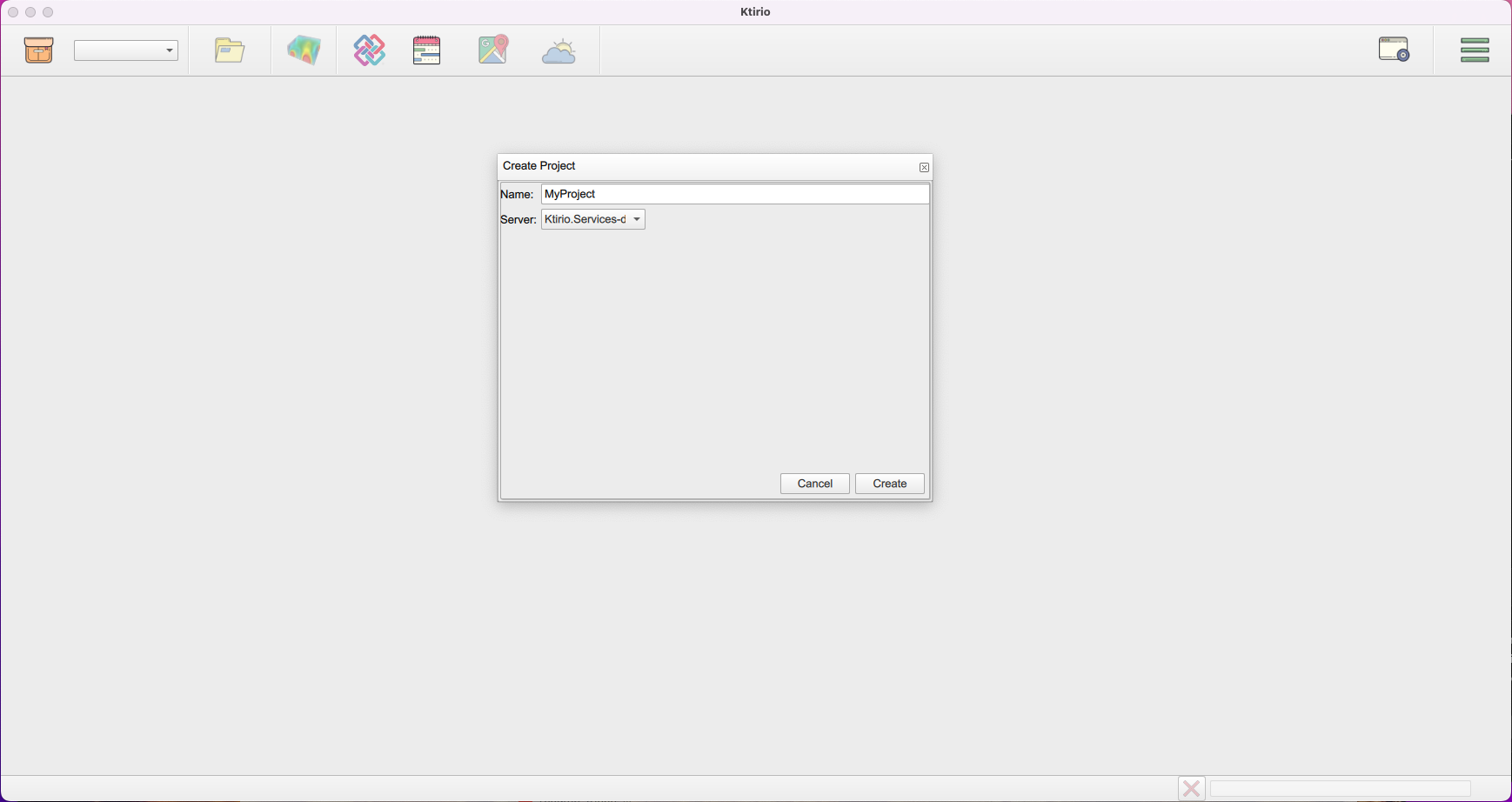 Create project dialog