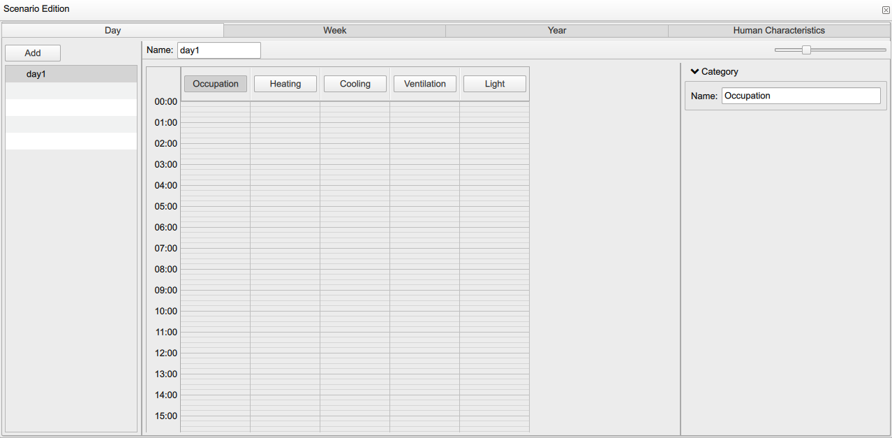 Day scenario editor