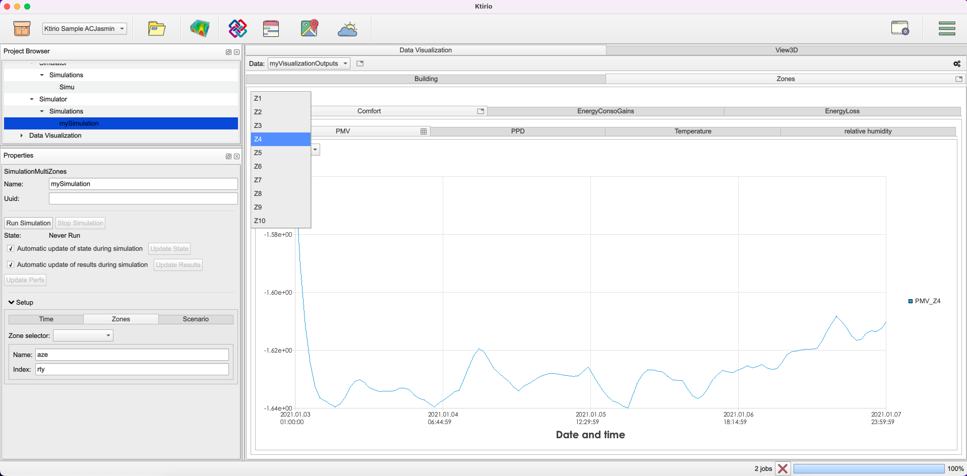 Zone comfort outputs