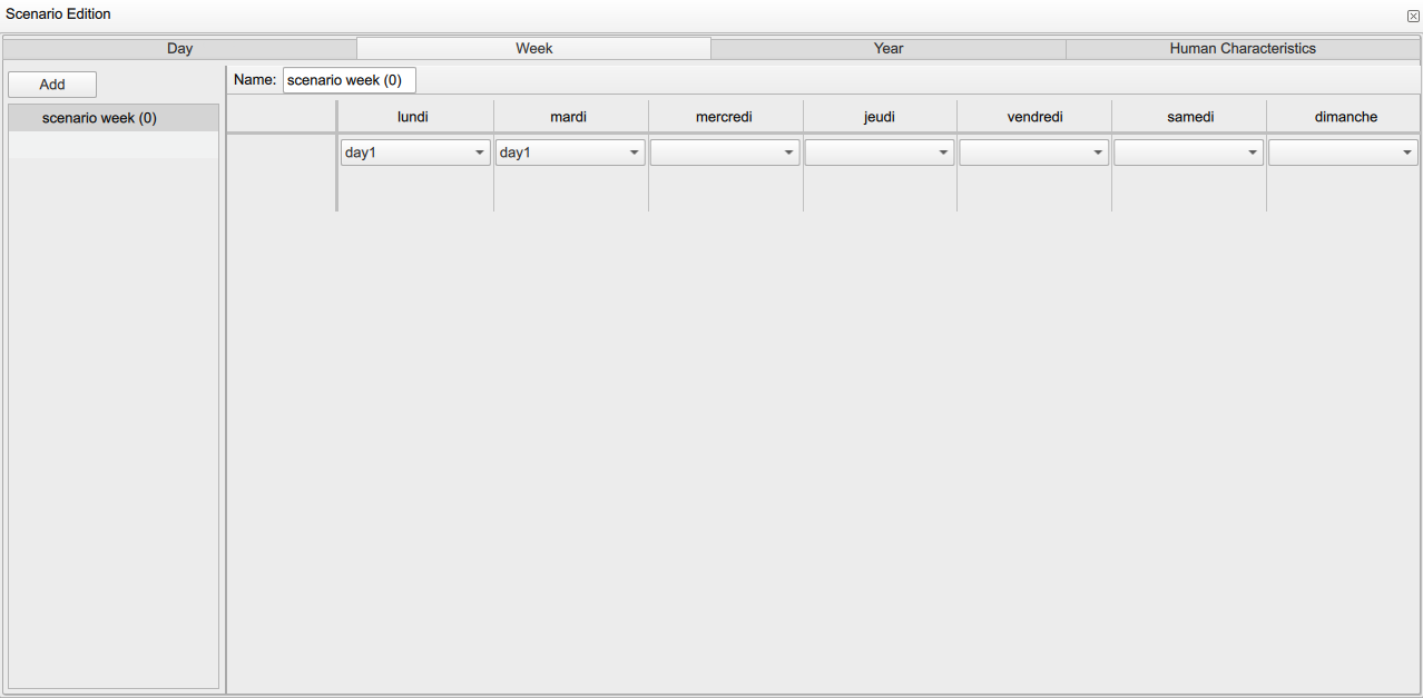 Week scenario editor